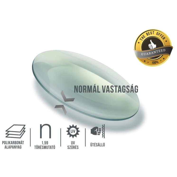 Standard 1,59 starpabíró normál felületkezeléssel ellátott szemüveglencse