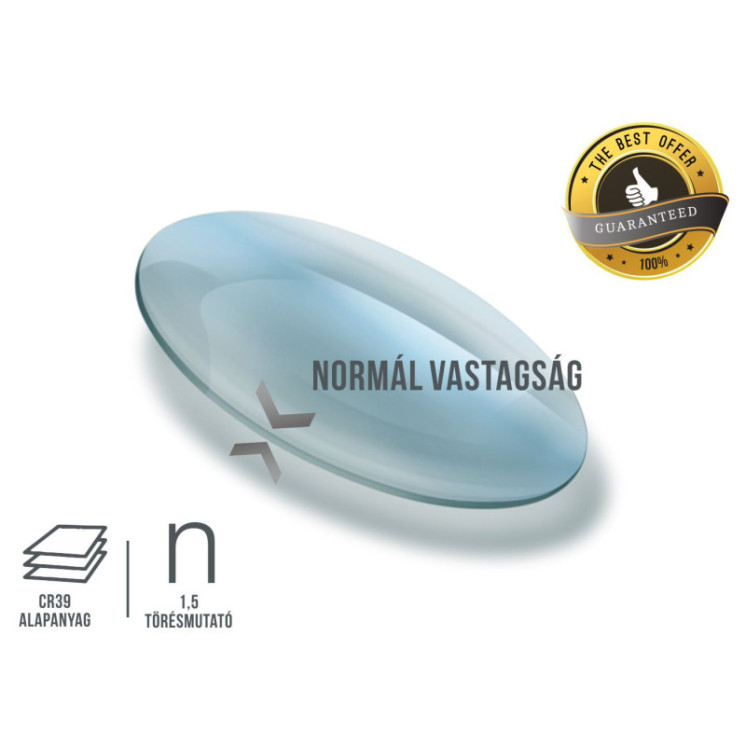Standard 1,5 extra+digitális szűrő felületkezeléssel ellátott szemüveglencse