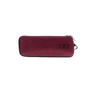 Burgundy textile-woven glasses case with zipper and inner padding