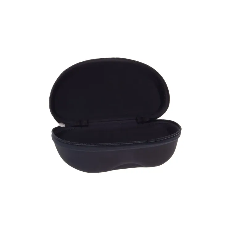 Black eyeglass case with zipper closure – discreet and reliable protection.