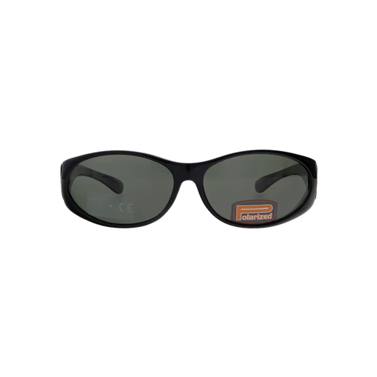 Polarized sunglasses that can be worn over glasses – narrow oval with green lenses