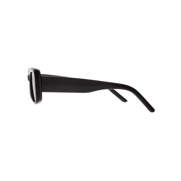 Black, rectangular IVISION sunglasses with thick frame and dark lenses – stylish and minimalist look.