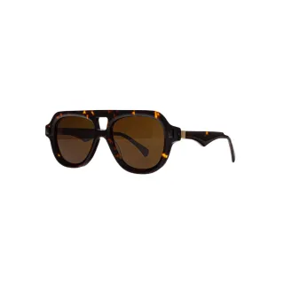 Men's style sunglasses with brown lenses and dark tortoiseshell frame.